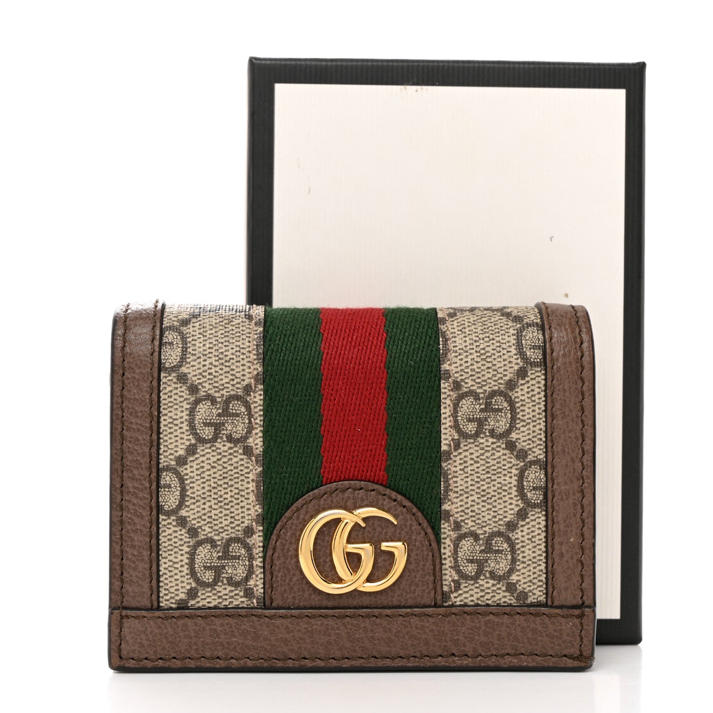 GG Supreme Monogram Web Ophidia Card Case Beige New Acero