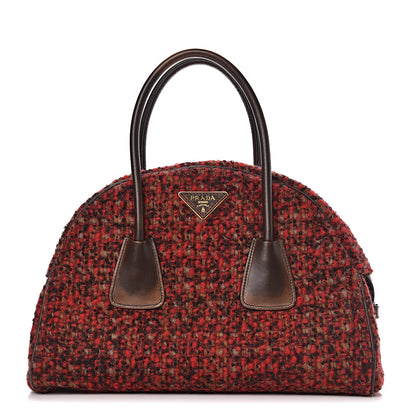Prada Tessuto Tweed Vitello Bowling Bag Lacca Knicker 1 of 17