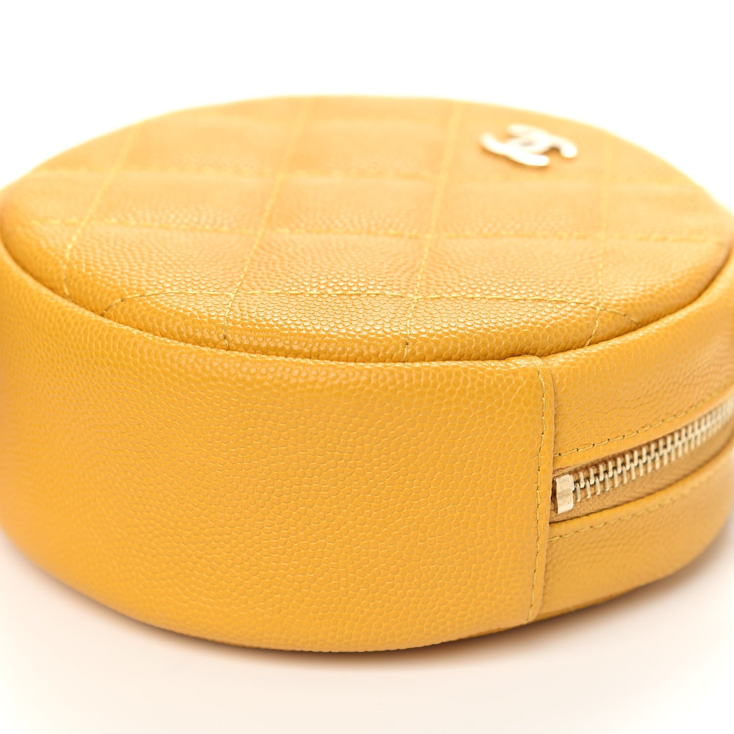 Chanel Caviar Quilted Round Clutch With Chain Yellow 9 of 10
