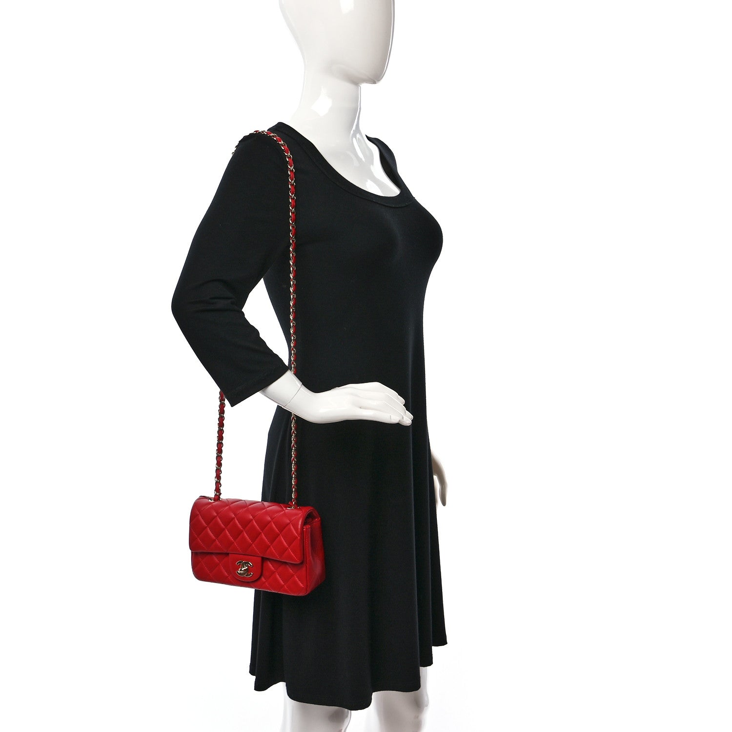 Chanel Lambskin Quilted Mini Rectangular Flap Red 2 of 9