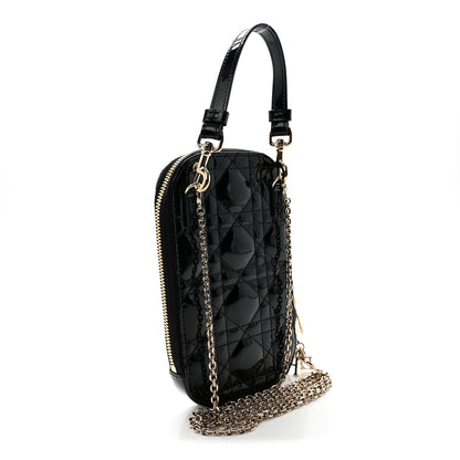 Christian Dior Patent Cannage Lady Dior Phone Holder Black 3 of 9