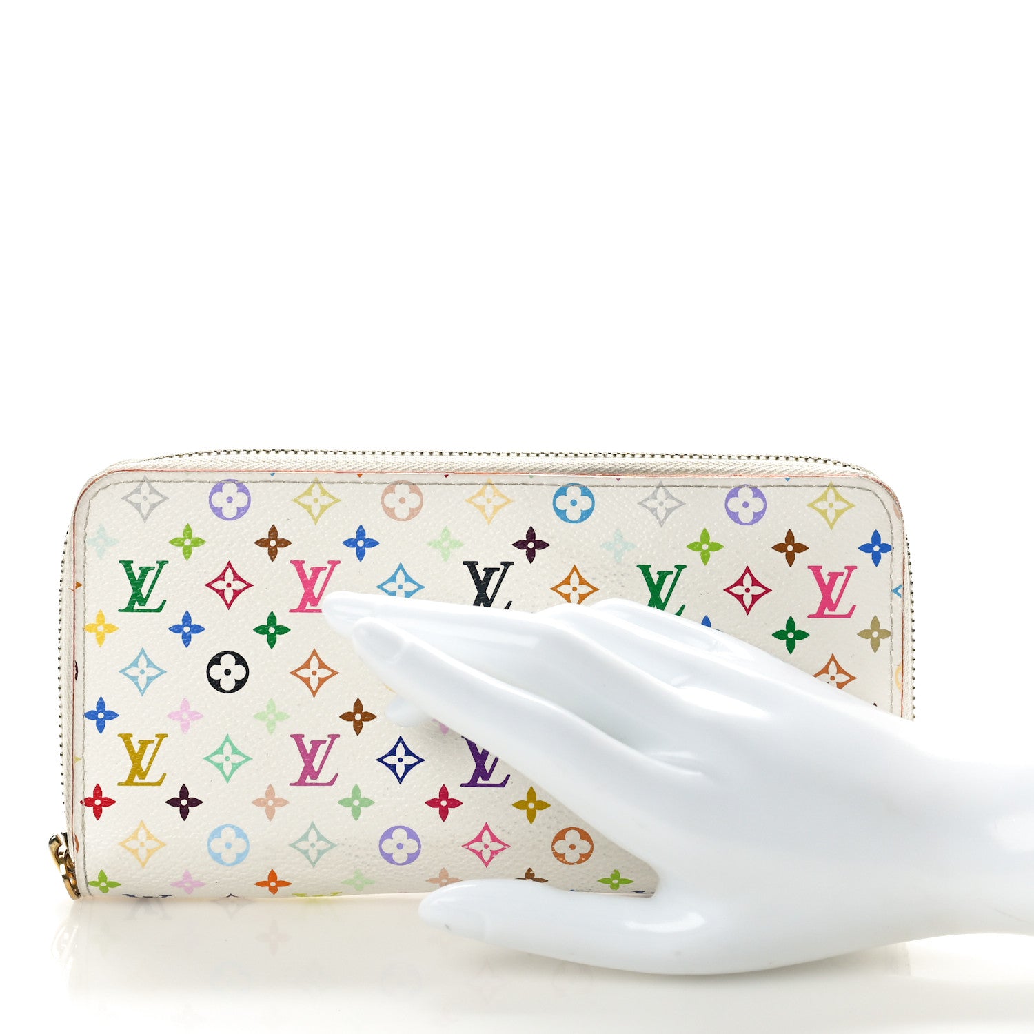 Louis Vuitton Monogram Multicolor Zippy Wallet White Litchi 2 of 9