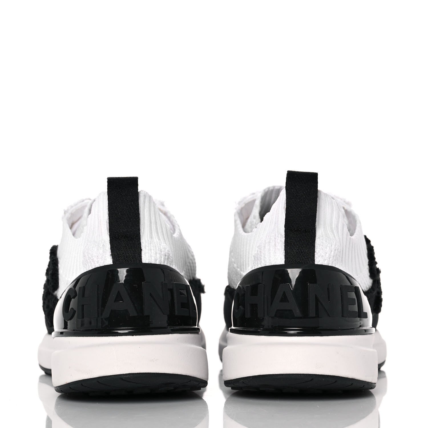Chanel Knit Womens CC Sneakers CC Sneakers 37.5 White Black 5 of 9