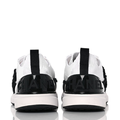 Chanel Knit Womens CC Sneakers CC Sneakers 37.5 White Black 5 of 9