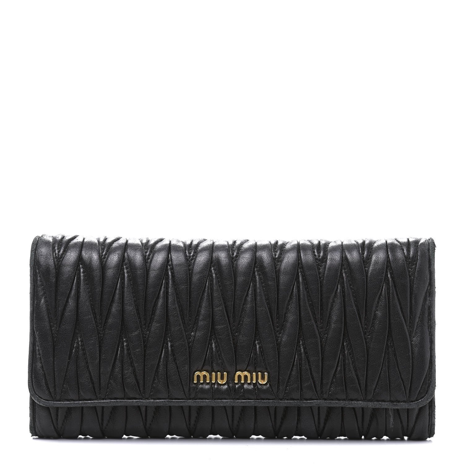 Miu Miu Nappa Matelasse Flap Wallet Black 2 of 13