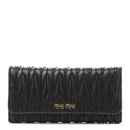 Miu Miu Nappa Matelasse Flap Wallet Black 2 of 13