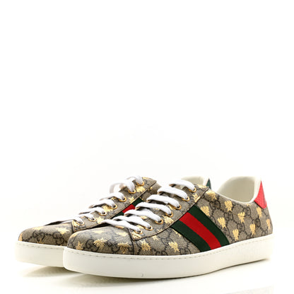 Gucci GG Supreme Monogram Bees Ayers Web Mens Ace Sneakers 11.5 Beige Oro Green Red 3 of 10