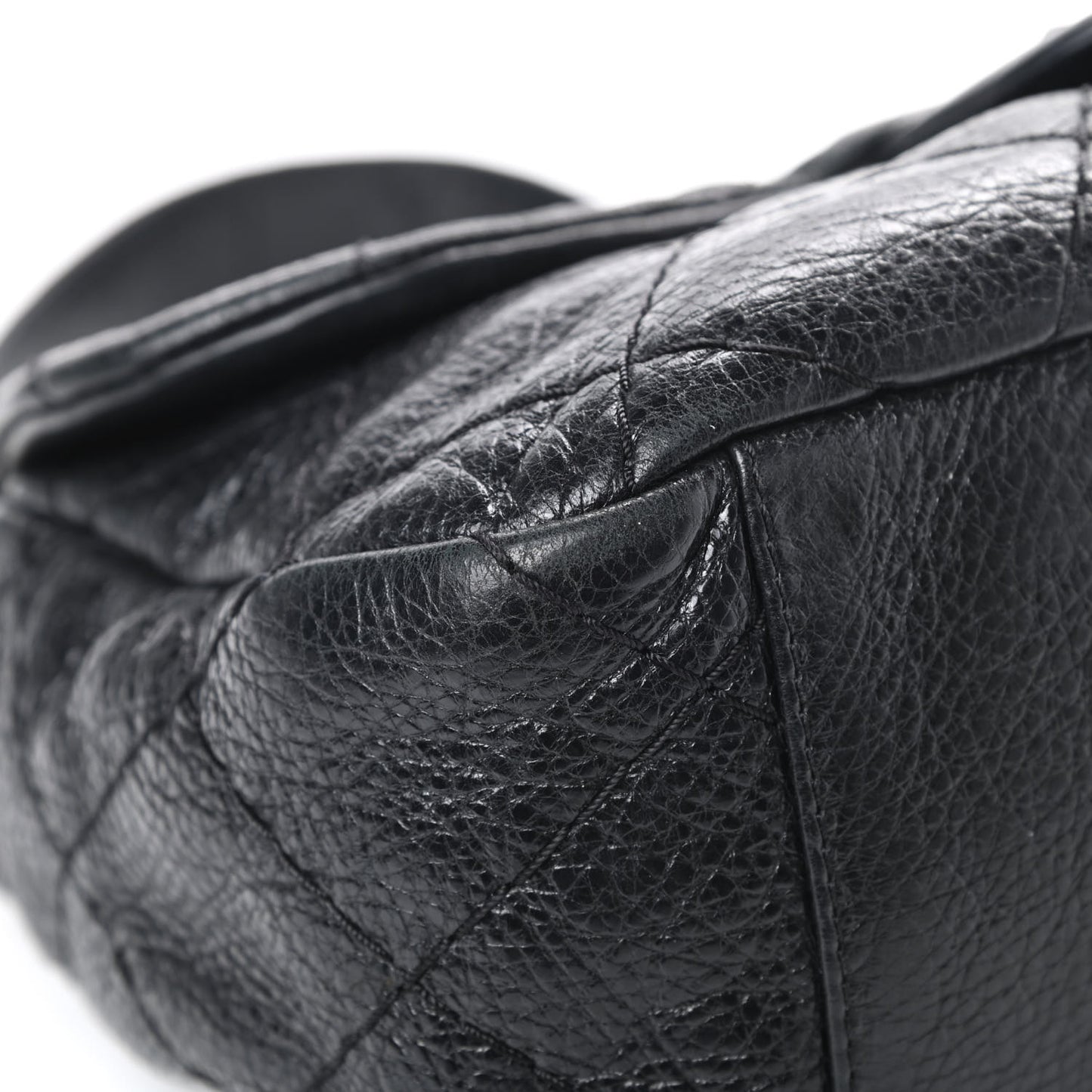 Glazed Calfskin Stitched On The Road Flap Black