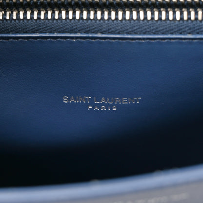 Saint Laurent Grained Calfskin Topstitch Baby Sac De Jour Denim 9 of 15