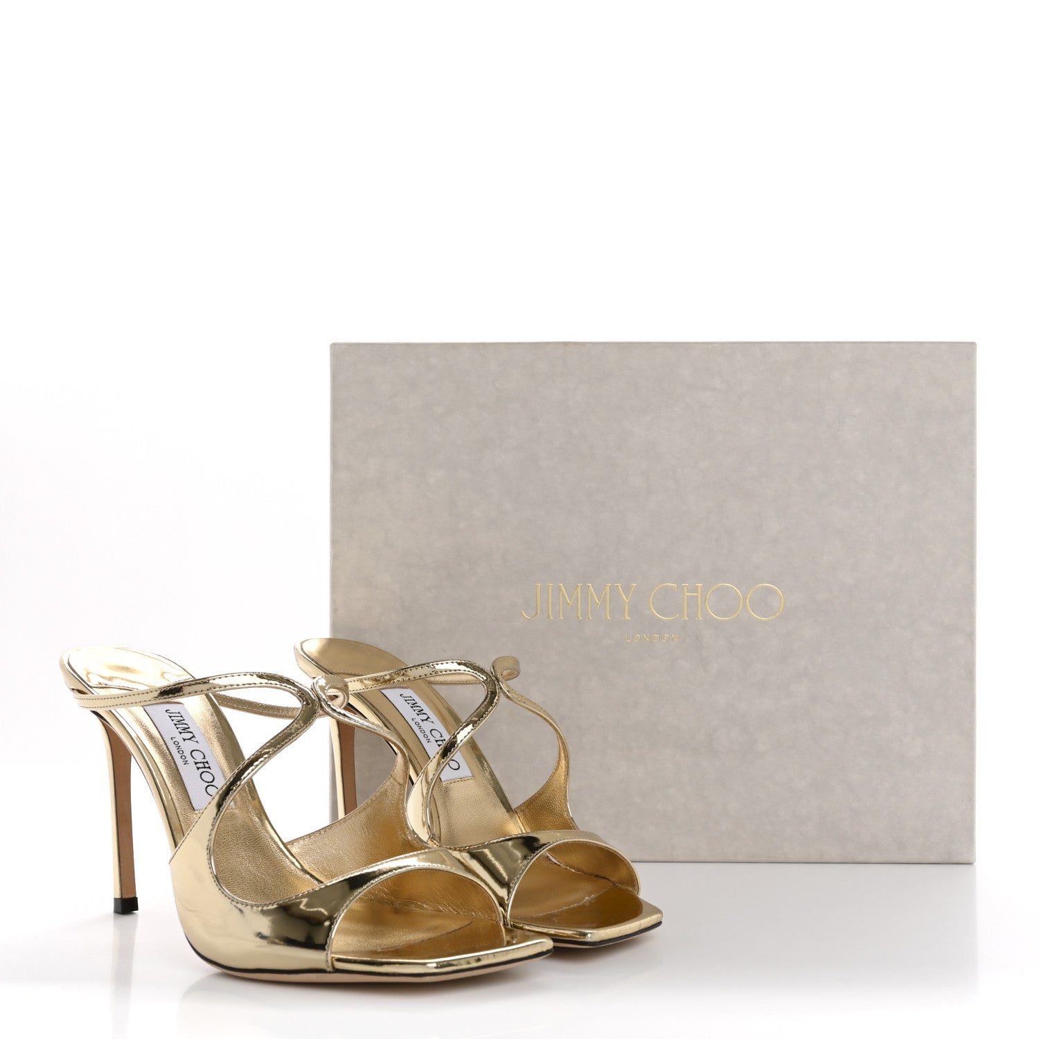 Jimmy Choo Liquid Metal Calfskin Anise 95 Sandals 40 Gold 9 of 9