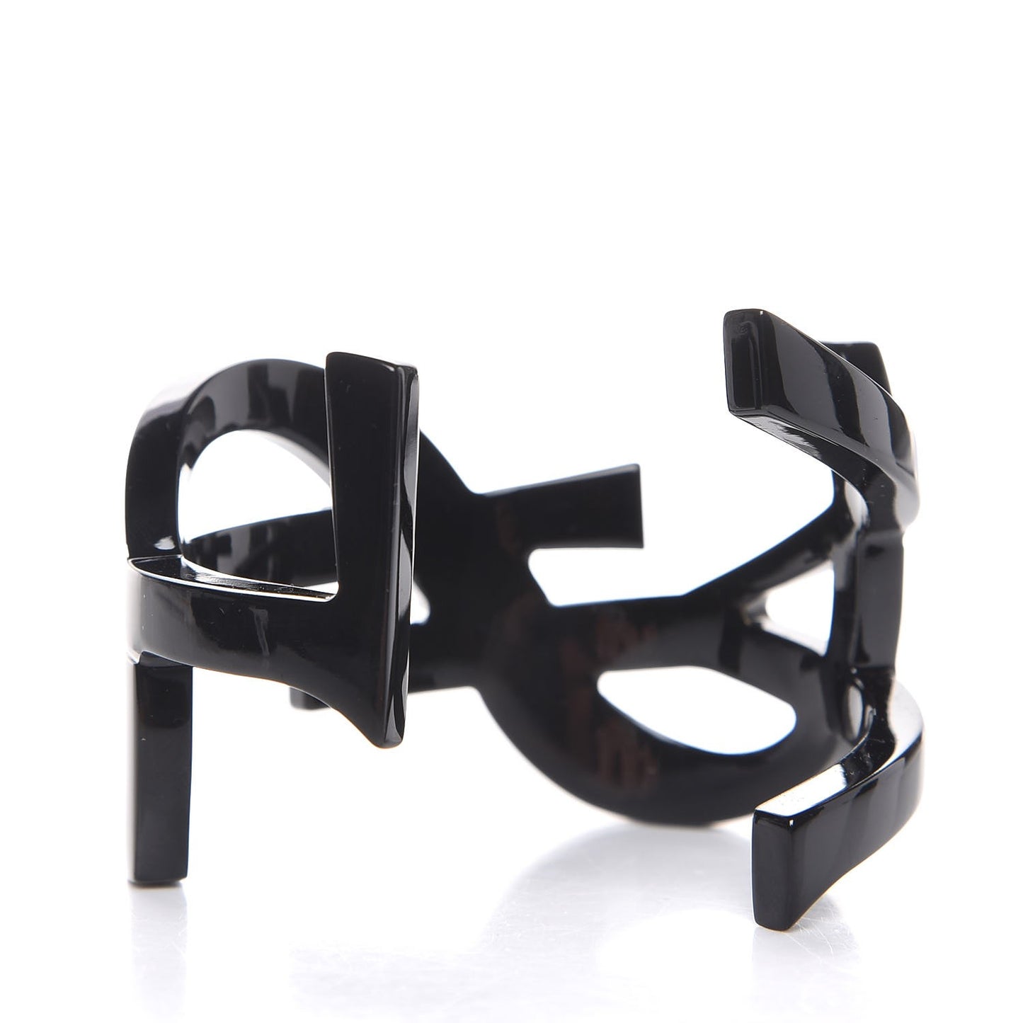 Brass Monogram Medium Cuff Bracelet Black