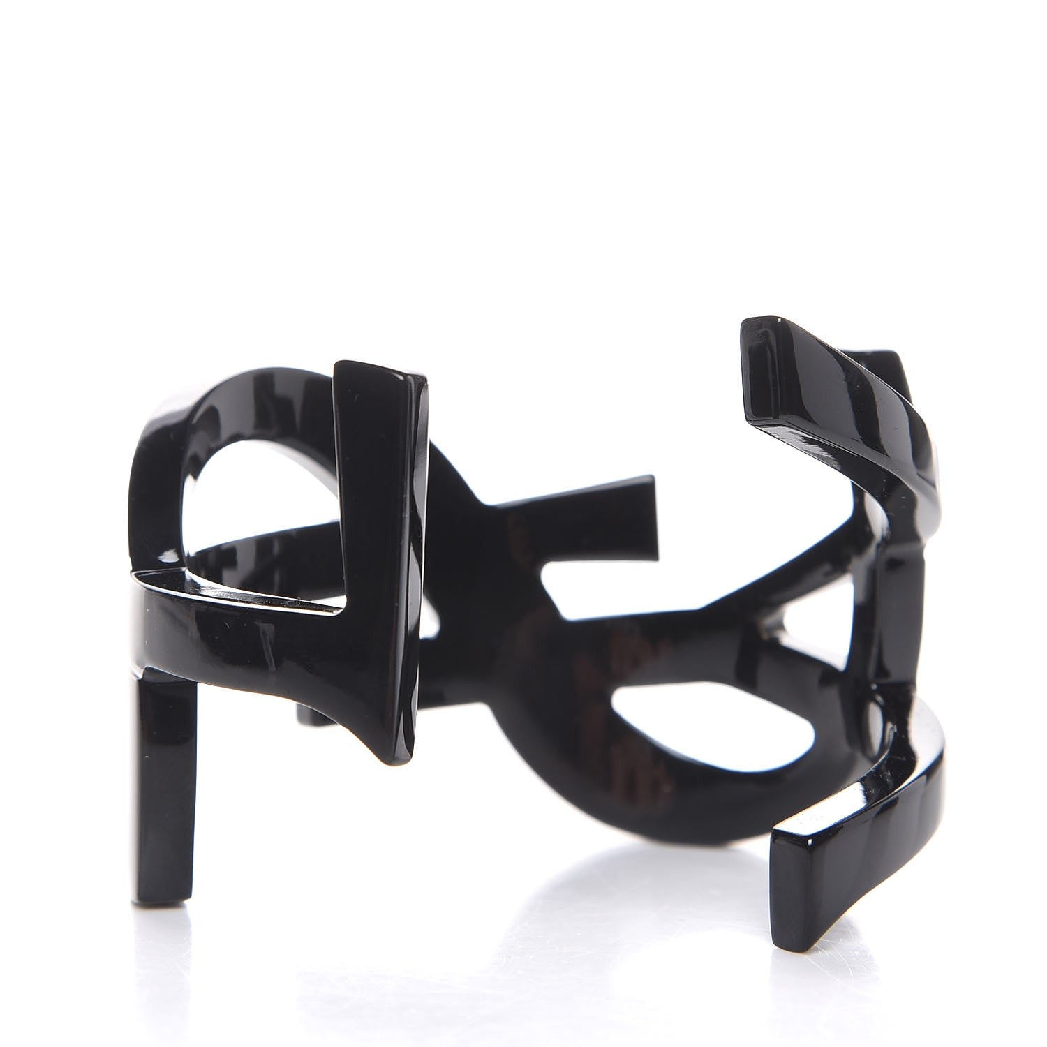 Saint Laurent Brass Monogram Medium Cuff Bracelet Black 3 of 4