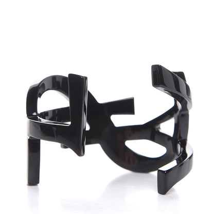 Saint Laurent Brass Monogram Medium Cuff Bracelet Black 3 of 4