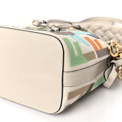 Fendi Canvas Vitello Grace F is Fendi FF Multicolor Embroidered Mini Mon Tresor Bucket Bag Grezzo Multicolor Latte 9 of 9