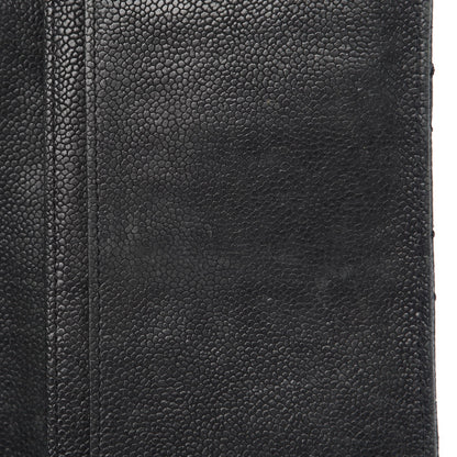 Chanel Distressed Caviar Stitched Outdoor Yen Wallet Black 9 of 13