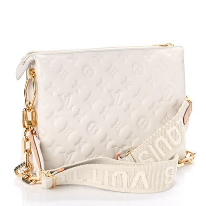 Louis Vuitton Lambskin Embossed Monogram Coussin PM Beige Cream 3 of 9