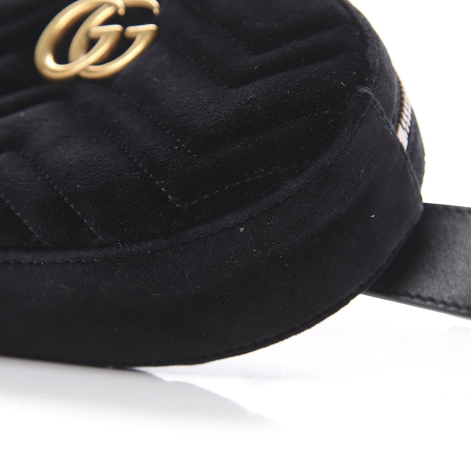 Gucci Velvet Matelasse GG Marmont Belt Bag 75 30 Black 9 of 12