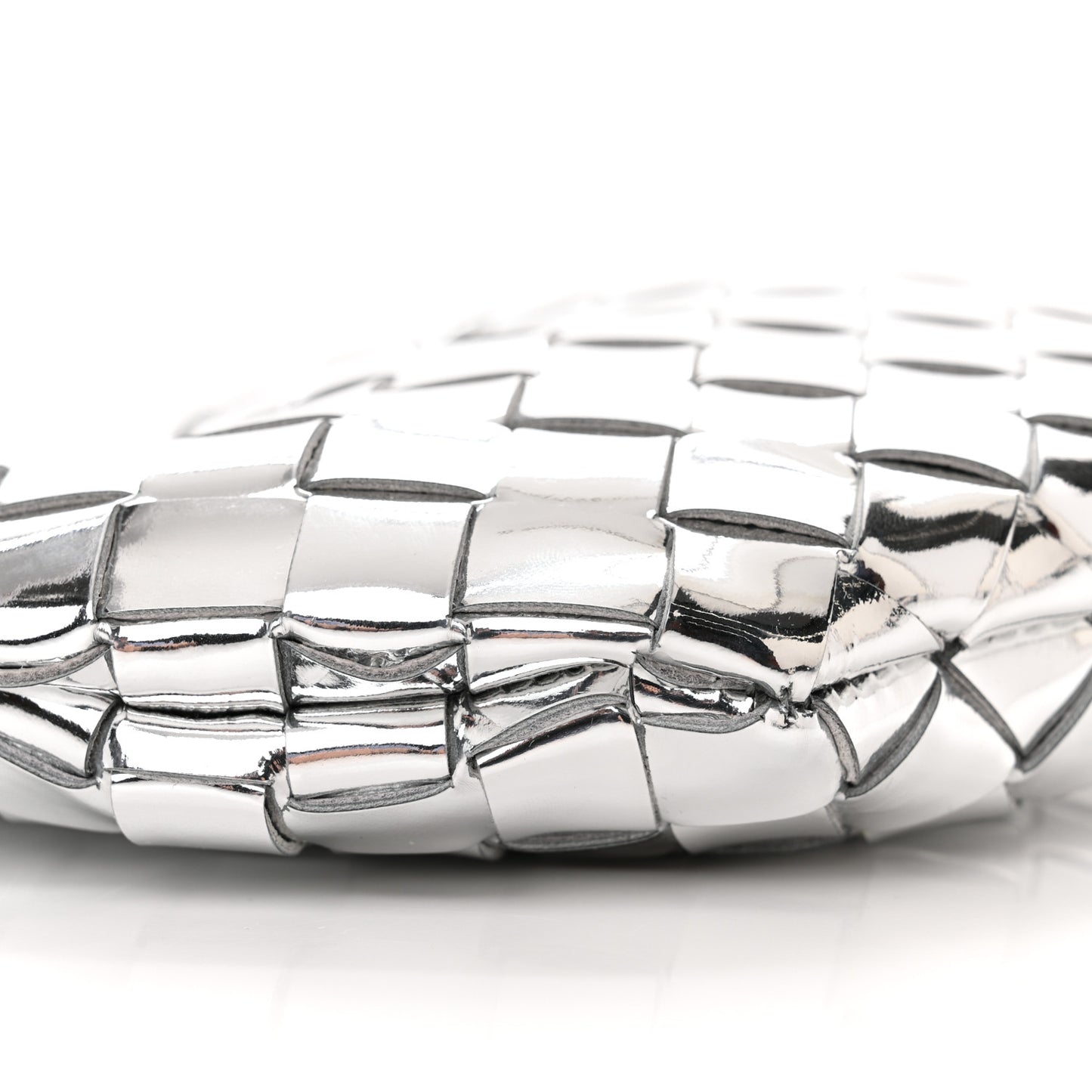 Mirror Laminated Nappa Intrecciato Mini Sardine Bag Silver