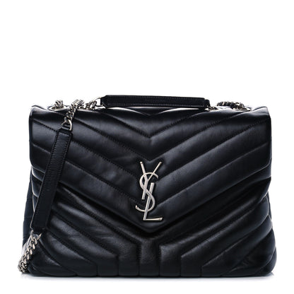 Saint Laurent Calfskin Y Quilted Monogram Medium Loulou Chain Satchel Black 1 of 12