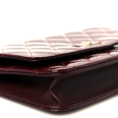 Chanel Patent Calfskin Quilted Reissue Wallet On Chain WOC Dark Red 10 of 12
