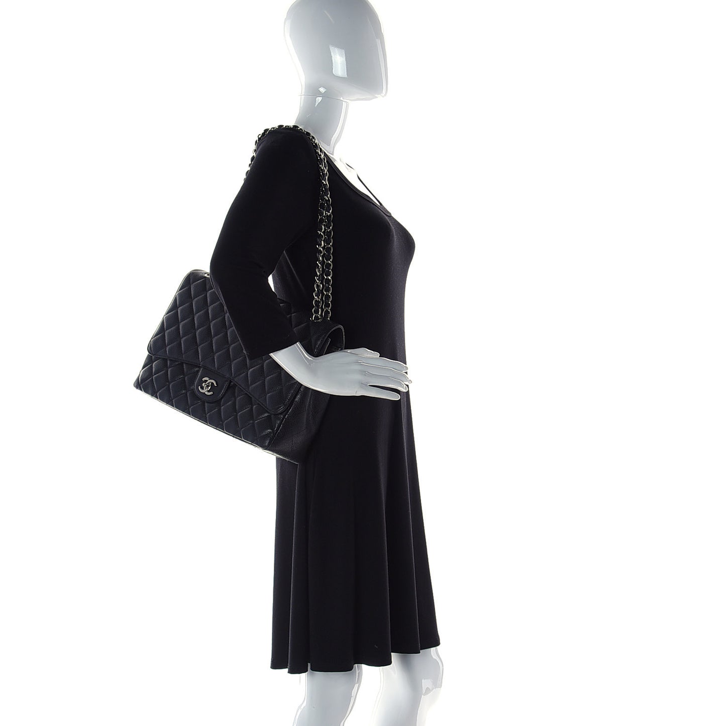Caviar Quilted Maxi Single Flap Black