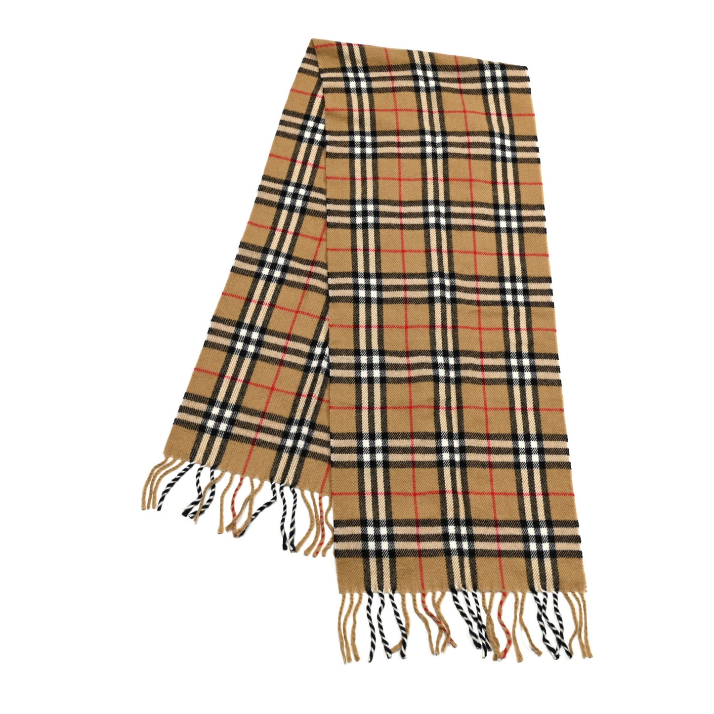 Lambswool Check Fringe Scarf Camel
