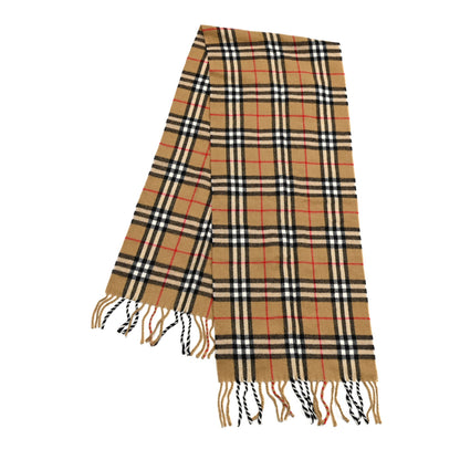 Burberry Lambswool Check Fringe Scarf Camel 1 of 4