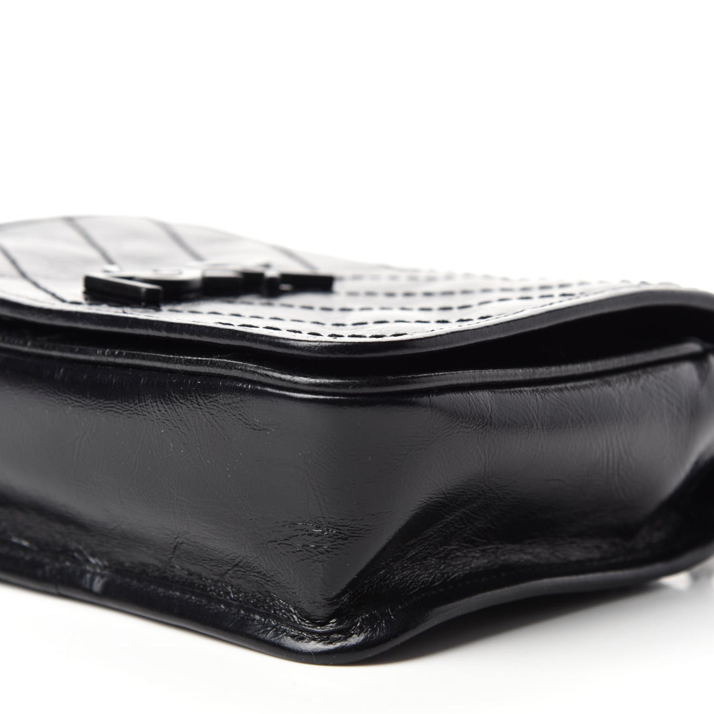Crinkled Calfskin Matelasse Monogram Niki Chain Wallet Black