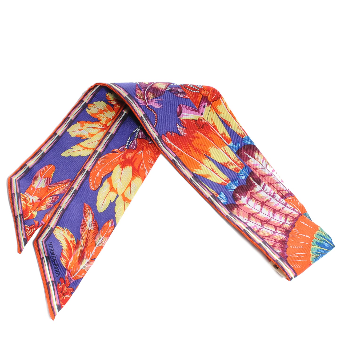 Silk Brazil Twilly Scarf Iris Orange Jaune