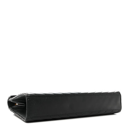 Saint Laurent Grain De Poudre Matelasse Chevron Large Monogram Satchel Black 4 of 14