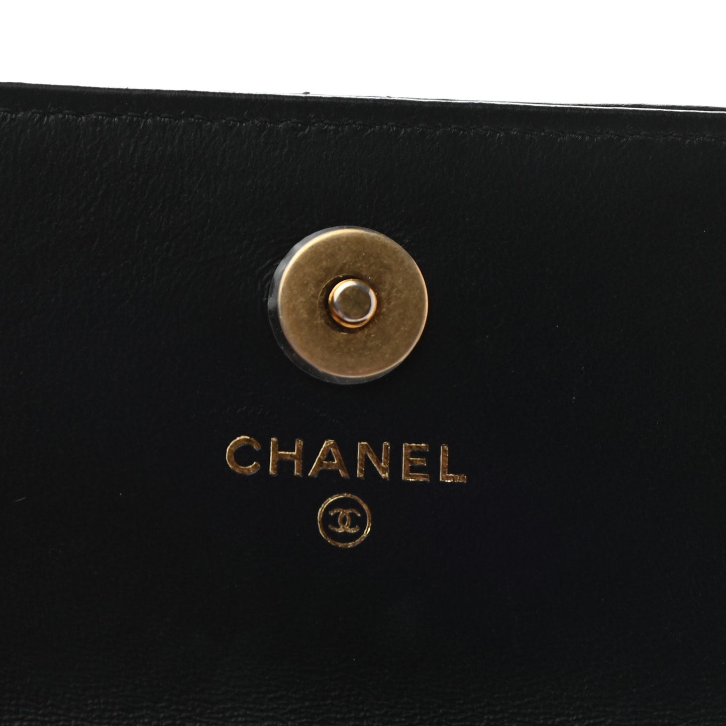 Lambskin Enamel Quilted Pending CC Flap Belt Bag Black