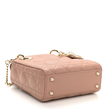 Christian Dior Lambskin Cannage Mini Lady Dior Rose De Vents 4 of 10