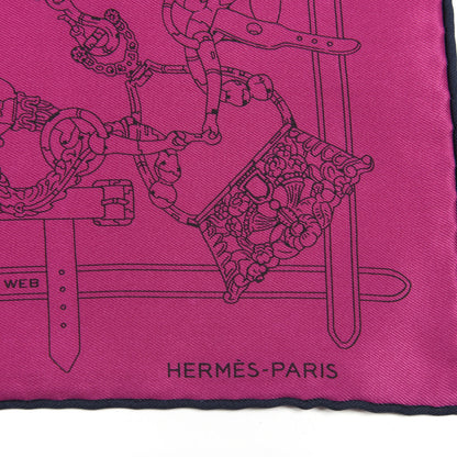 Hermes Silk Flamboyant Web Scarf Rose Indien Marine 3 of 6