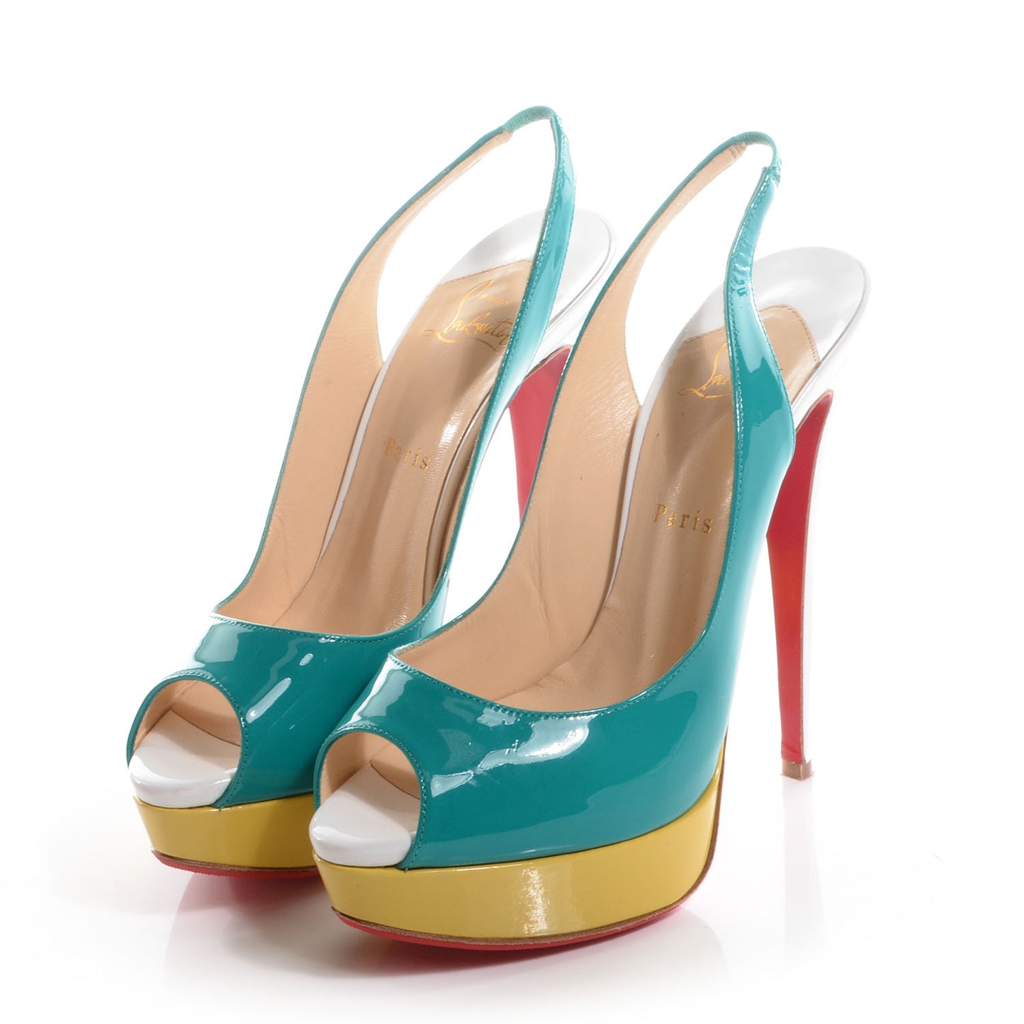 Patent Lady Peep Sling 150 Pumps 41 Caraibes Canari