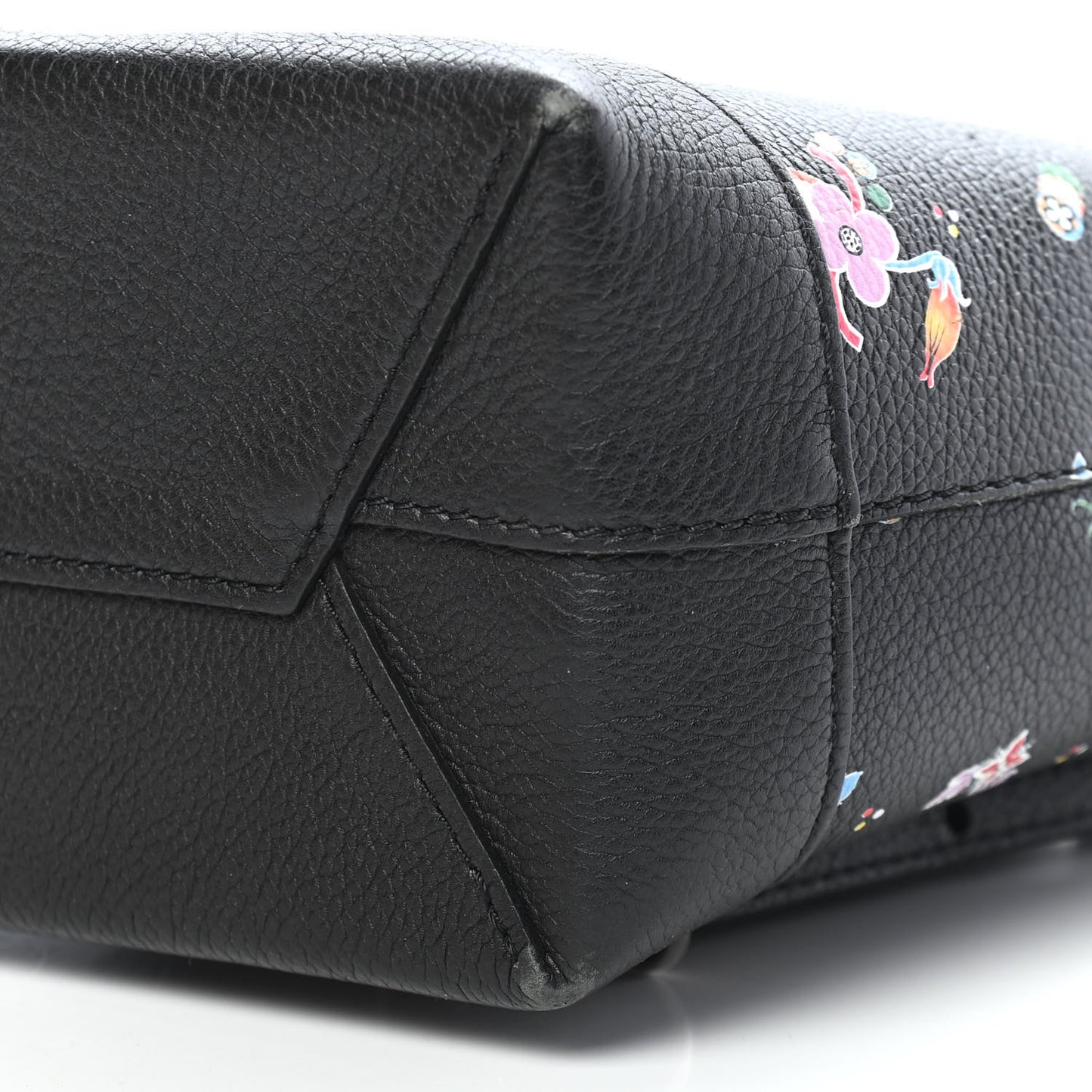 Calfskin Flower Lockme Mini Backpack Black Multicolor