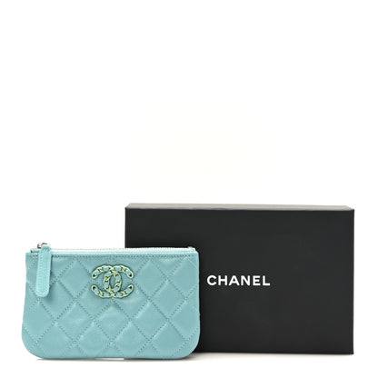 Chanel Caviar Chanel 19 Quilted Cosmetic Case Light Blue 8 of 8