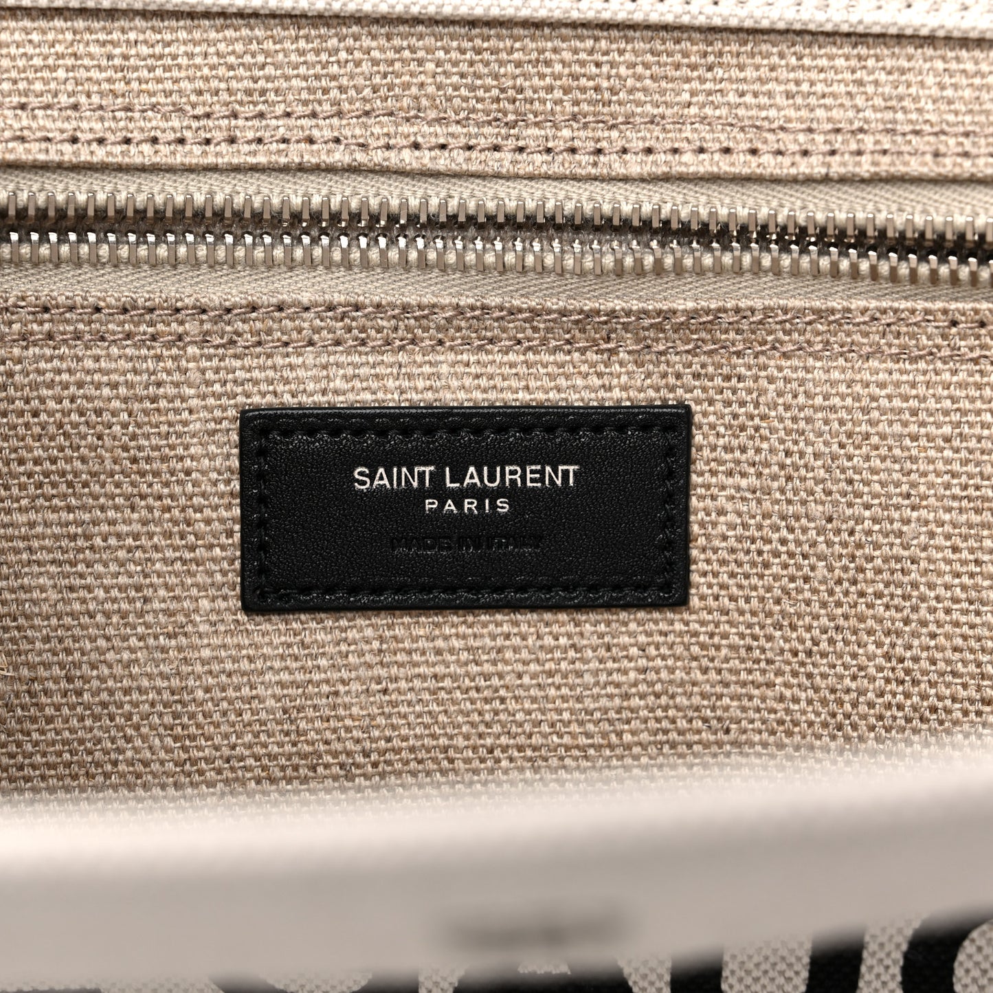 Linen Calfskin Small Rive Gauche Tote Greggio Natural