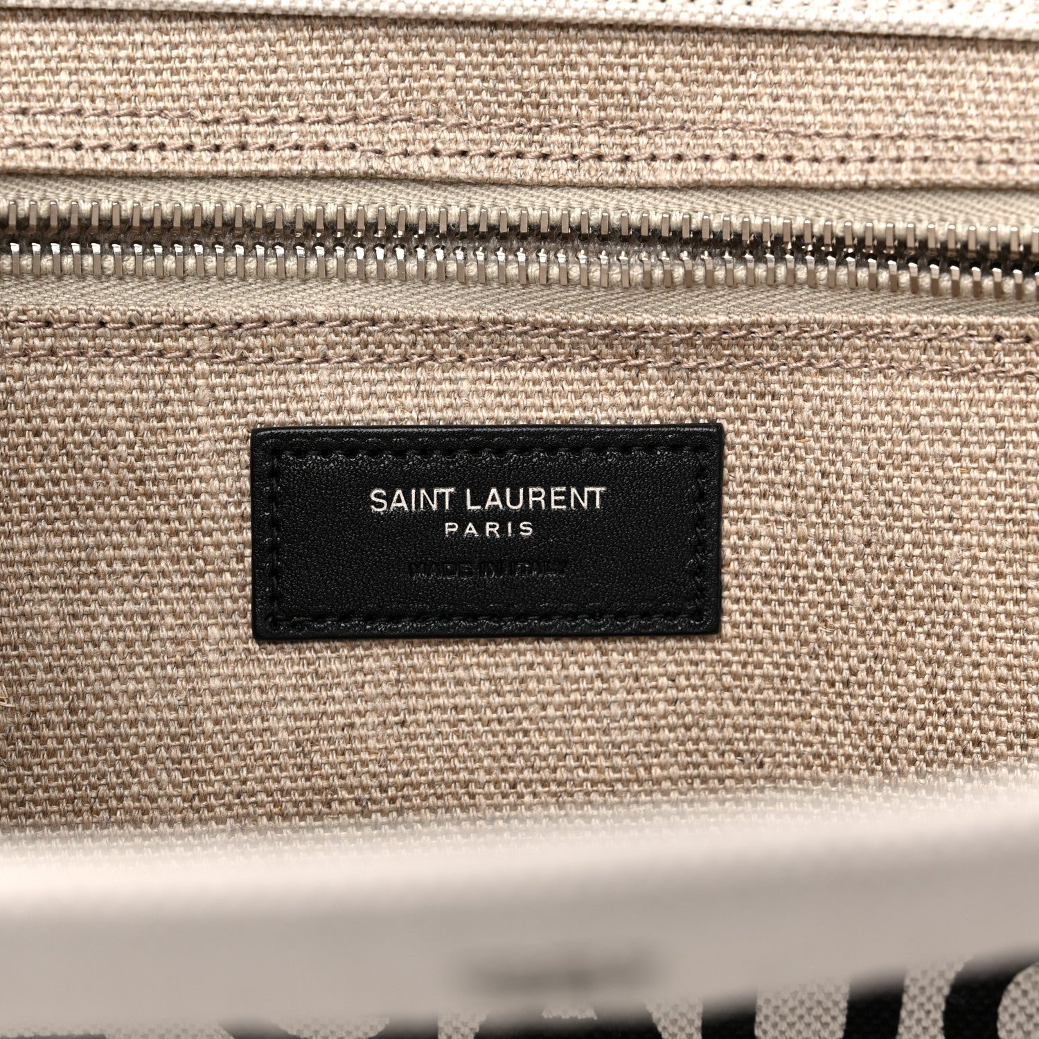 Saint Laurent Linen Calfskin Small Rive Gauche Tote Greggio Natural 6 of 10