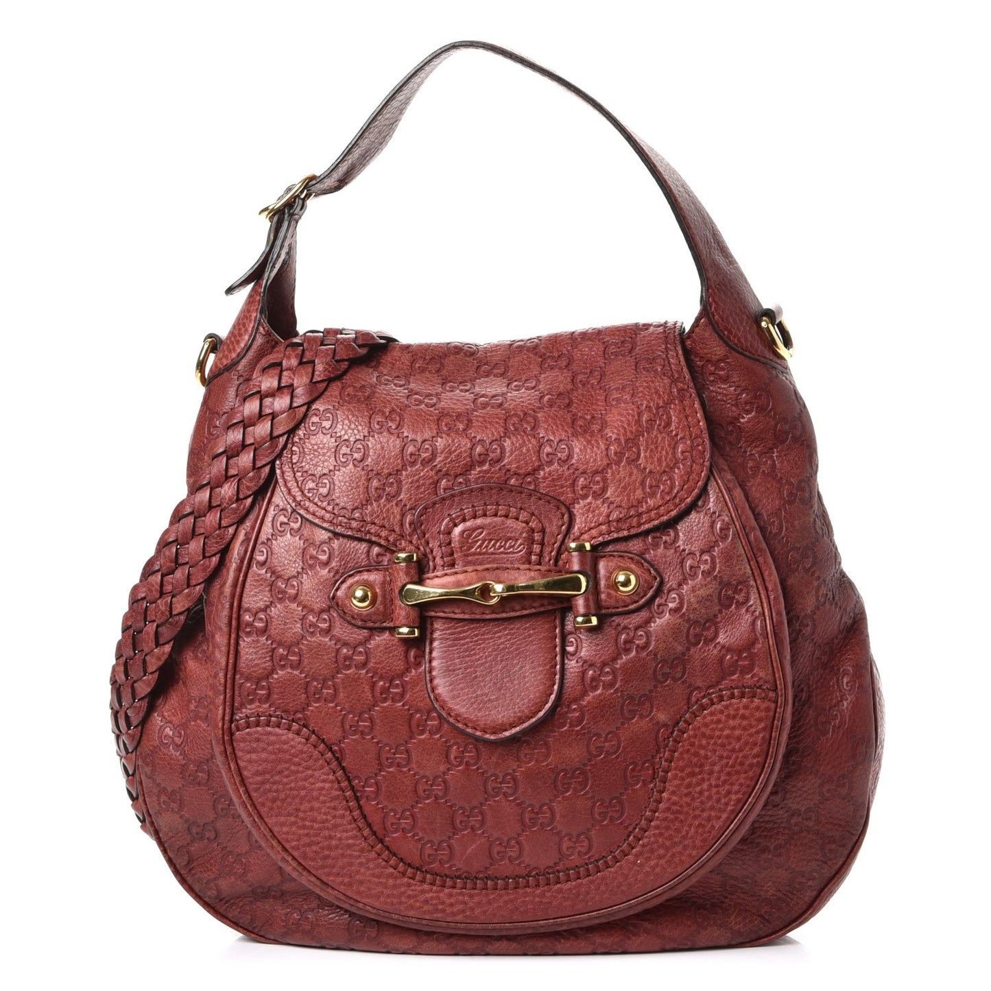 Guccissima Large New Pelham Satchel Red