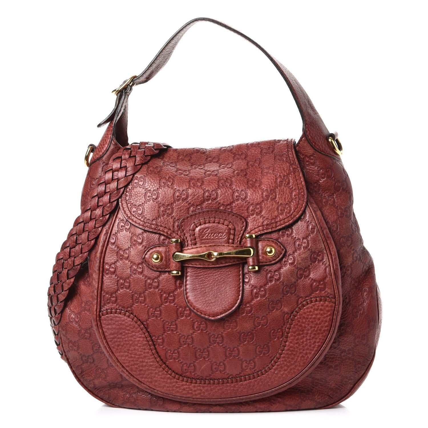 Gucci Guccissima Large New Pelham Satchel Red 1 of 9