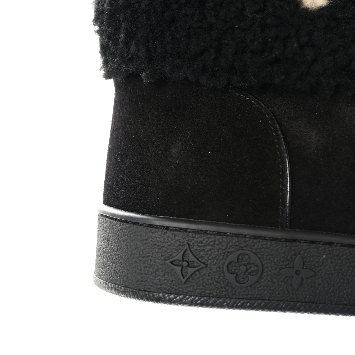 Louis Vuitton Suede Calfskin Shearling Snowdrop Flat Ankle Boot 37.5 Black 12 of 13