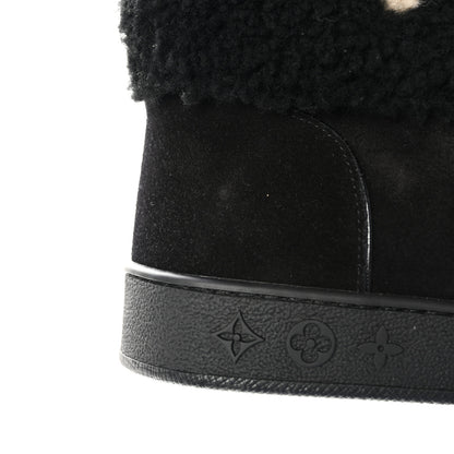 Louis Vuitton Suede Calfskin Shearling Snowdrop Flat Ankle Boot 37.5 Black 12 of 13