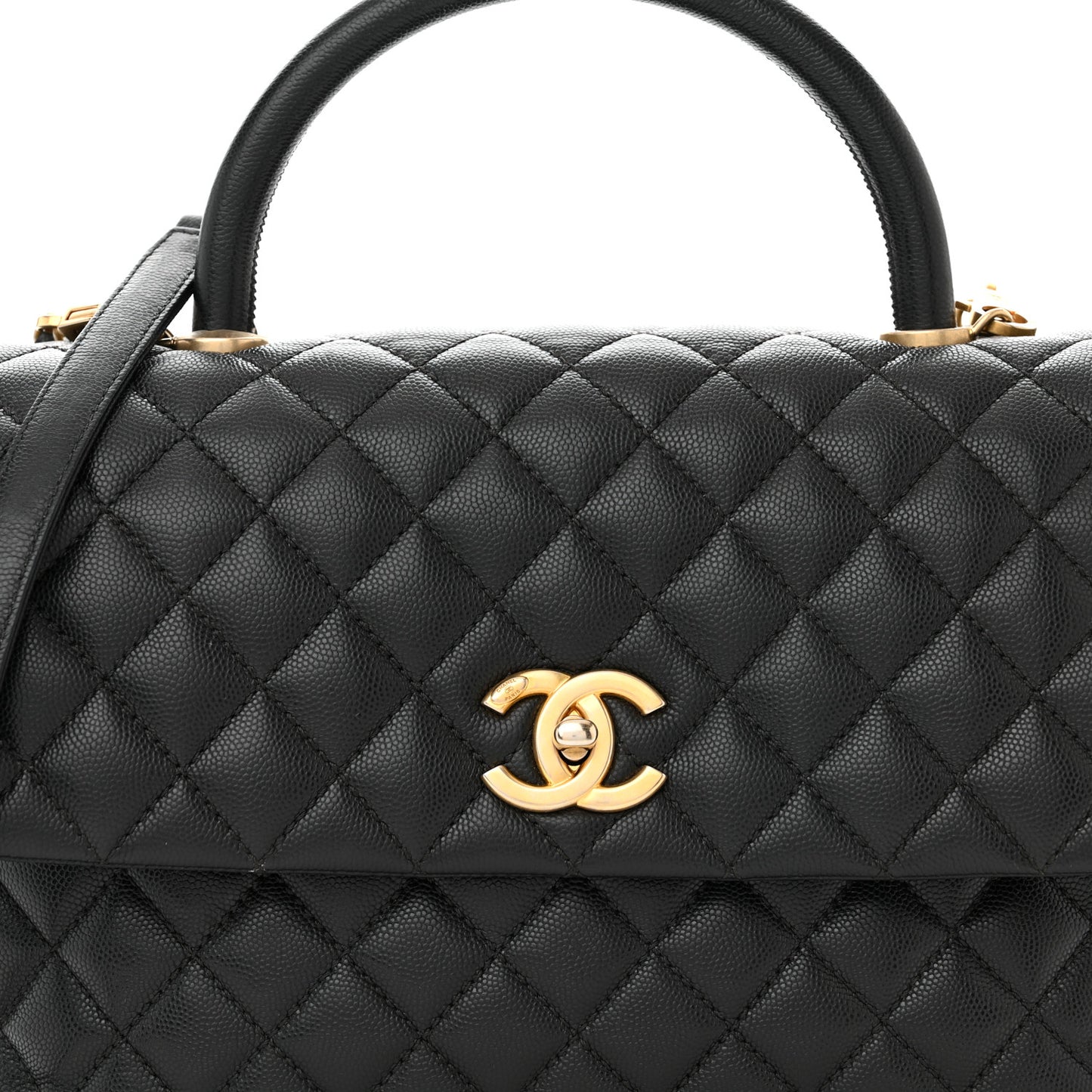 Caviar Quilted Medium Coco Handle Flap Black