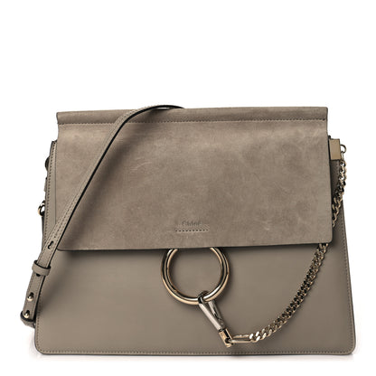 Chloe Calfskin Suede Medium Faye Shoulder Bag Motty Grey 1 of 9