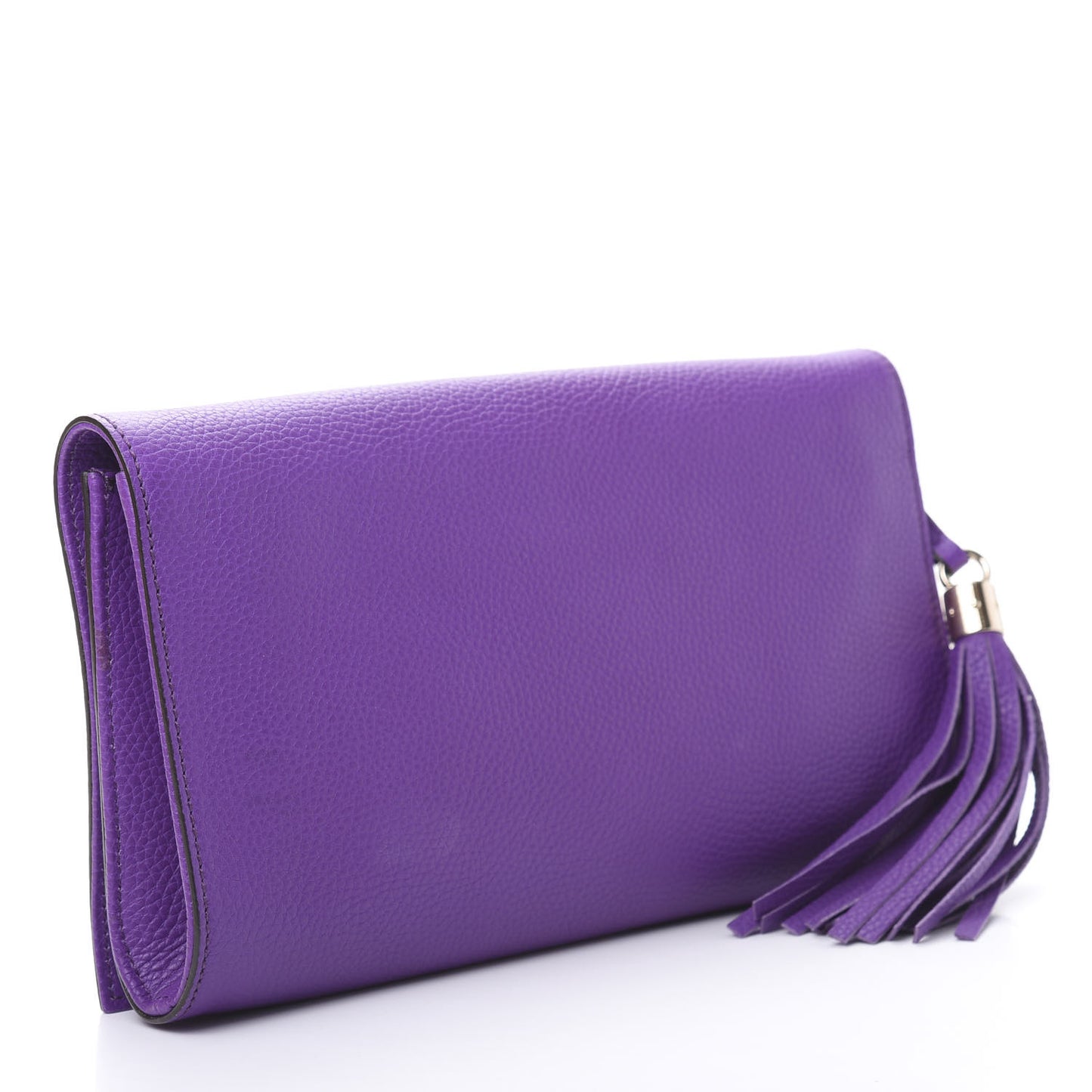 Pebbled Calfskin Medium Soho Clutch Shine Purple