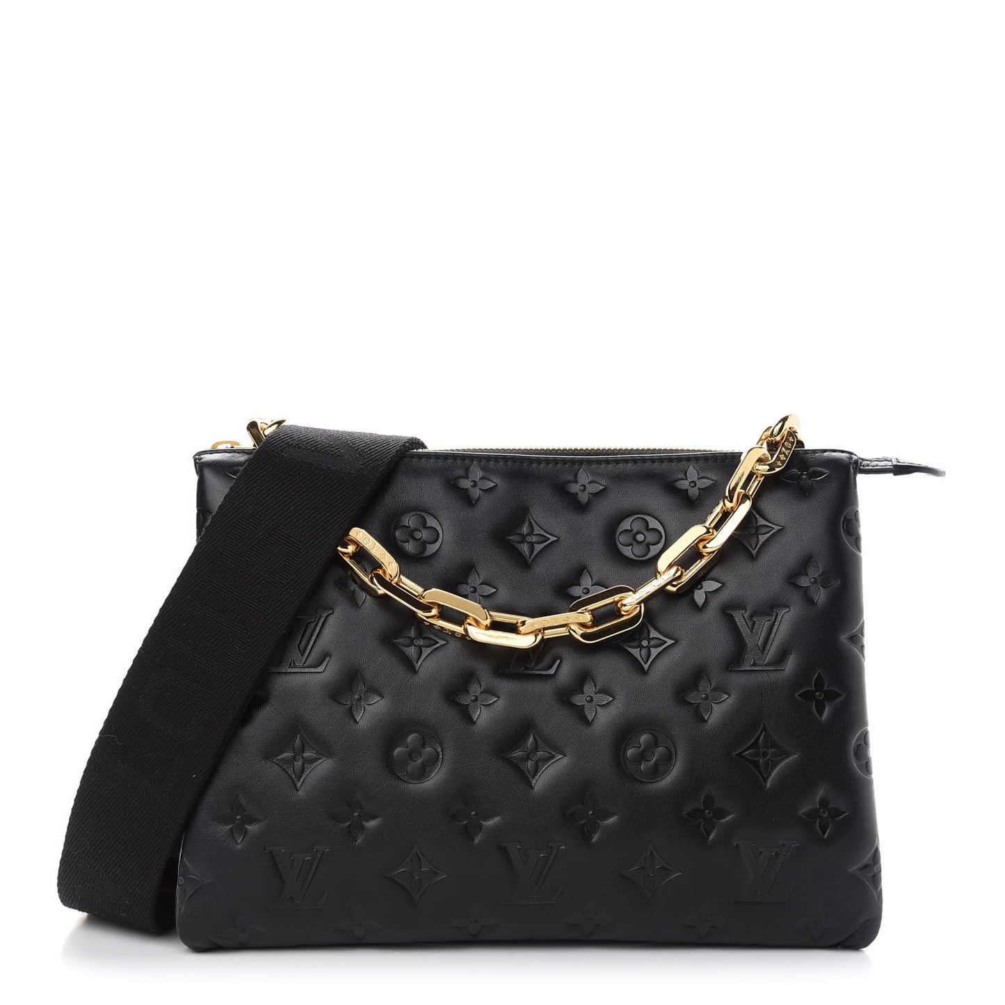 Lambskin Embossed Monogram Coussin PM Black