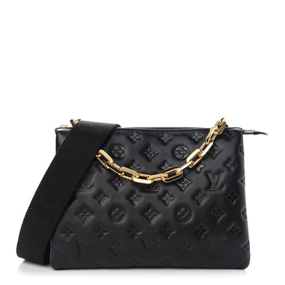 Louis Vuitton Lambskin Embossed Monogram Coussin PM Black 1 of 8