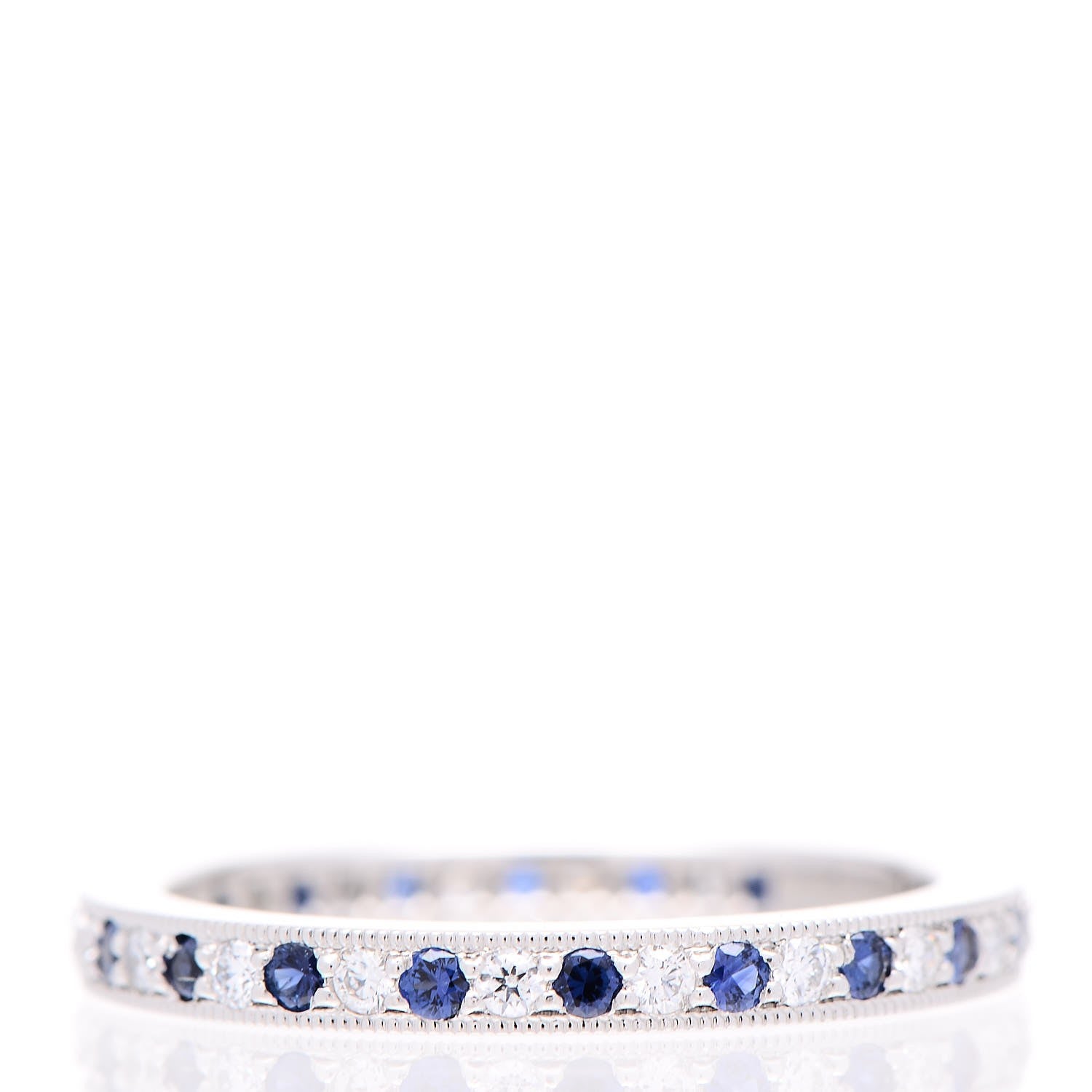 Tiffany Platinum Diamond Blue Sapphire Legacy Ring 53 6.25 1 of 3