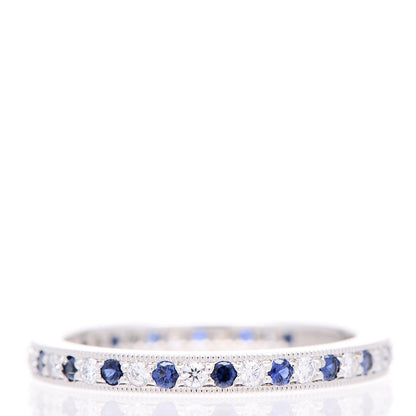 Tiffany Platinum Diamond Blue Sapphire Legacy Ring 53 6.25 1 of 3