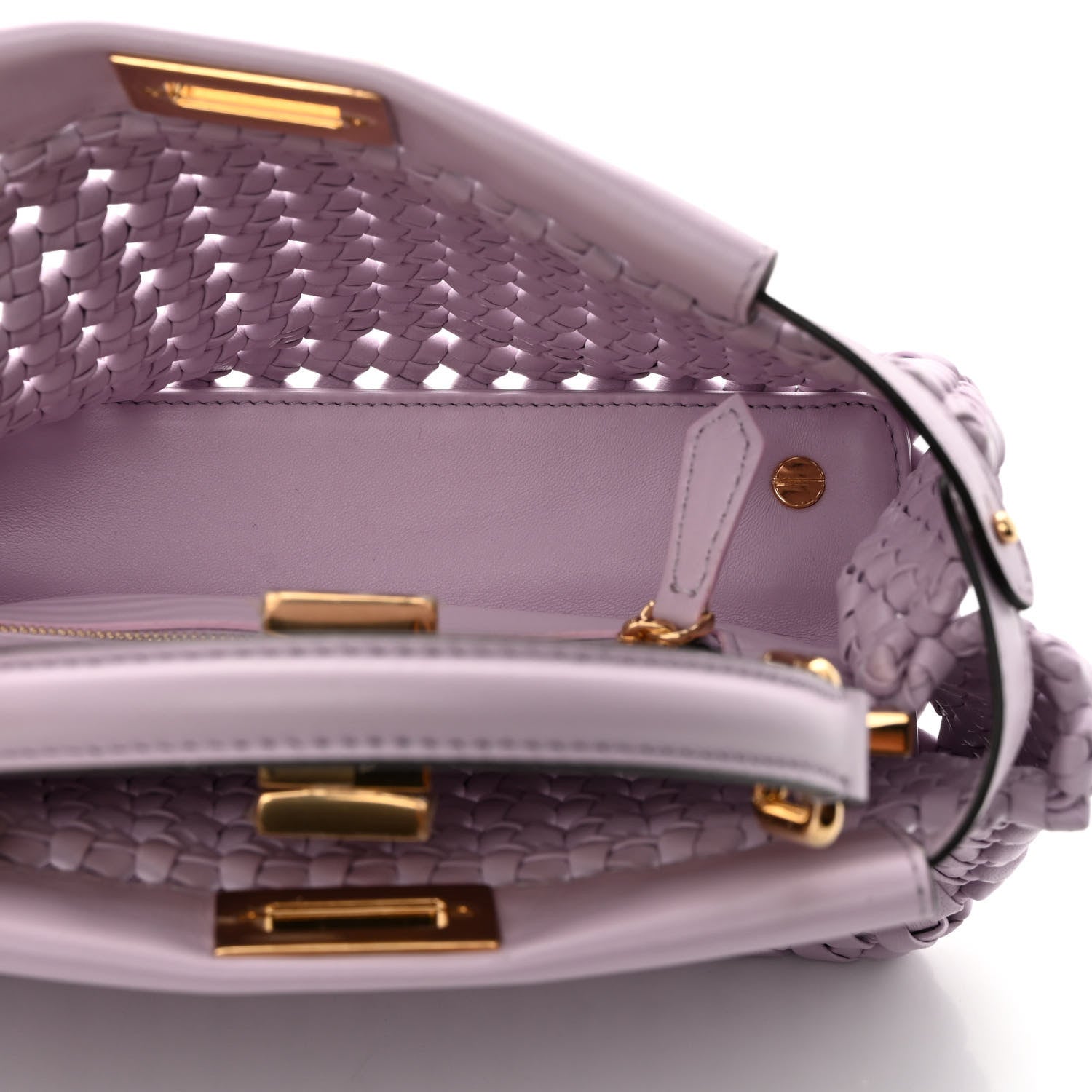 Fendi Nappa Intreccio Stacked Bar Mini Peekaboo Iconic Satchel Anemone 5 of 10